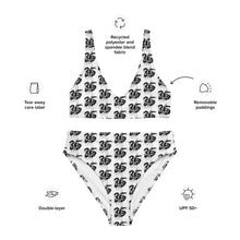 Load image into Gallery viewer, 35 All Over Black Logo Recycled high-waisted bikini
